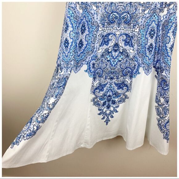 Maggy London Sleeveless Dress | Fit‎ and Flare Blue White 8 - Picture 4 of 14